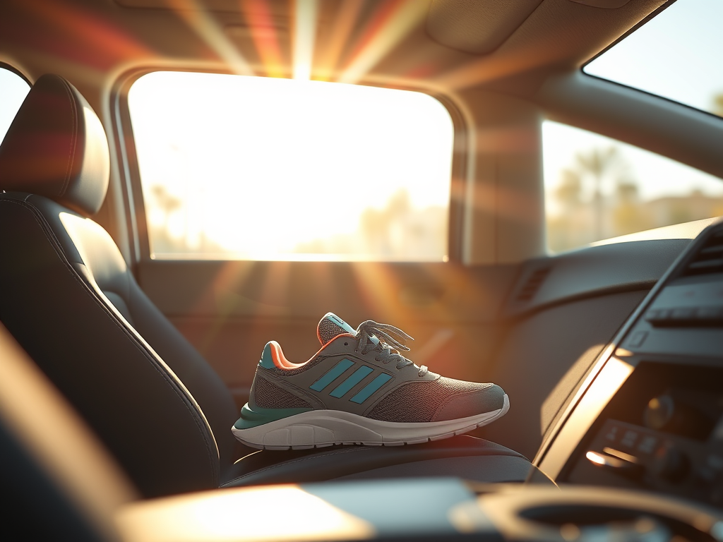 Tenho um par de sapatilhas no carro